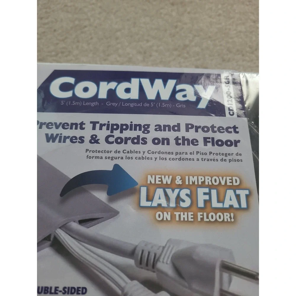 CordWay CD1200-5GR-5 ft. Cord & Wire Protector w/ Adhesive New